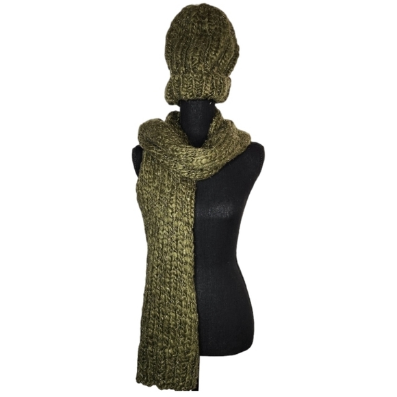 Lucky Brand Knit Sage Woven Crochet Scarf and Beanie - Picture 5 of 16